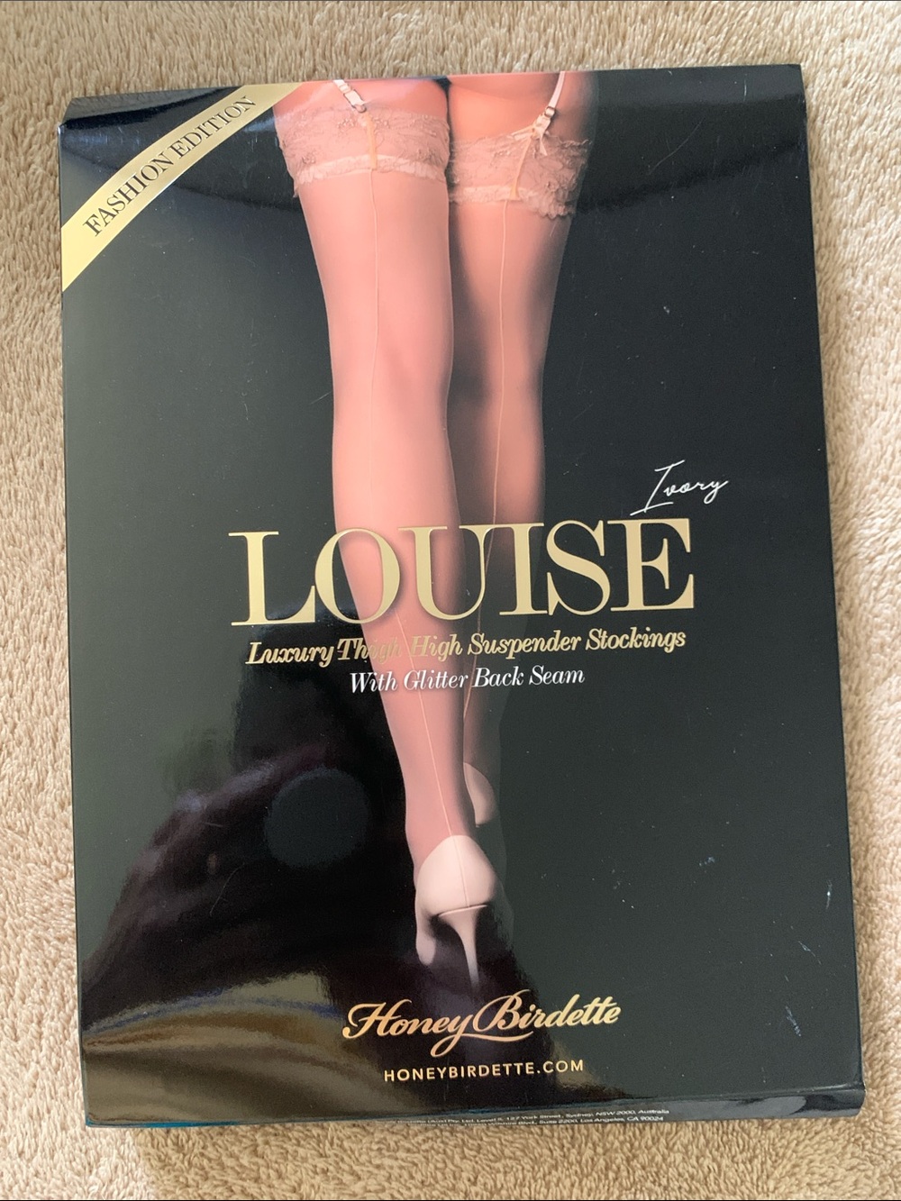 Honey Birdette Louise Luxury Thigh High Suspender Stockings in Ivory